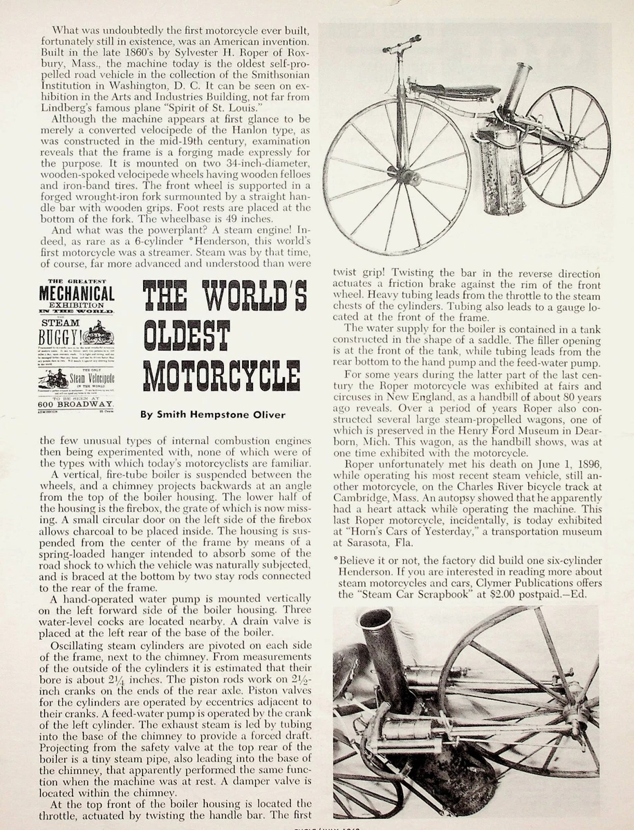 1962 The World s Oldest Motorcycle 1 Page Vintage Article eBay