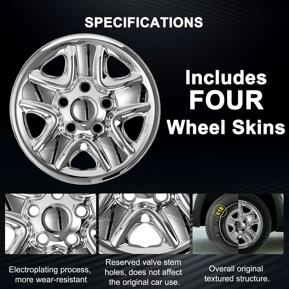 Chrome Wheel skins for 2007-2021 TOYOTA TUNDRA;18 inch Wheel Covers;Set Of 4 Pcs Foto 4 de 4