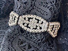 Vintage 1920s Flapper Diamant  Embellishment Trim Couture Hinged Metal 11cm