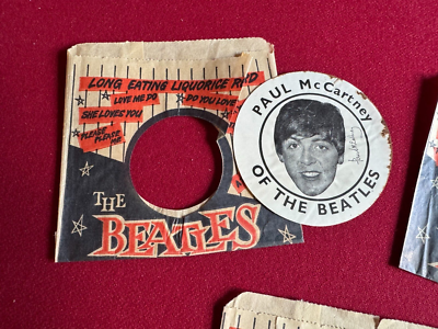 1964, BEATLES, Candy Licorice Records, Set of (5) Wrappers