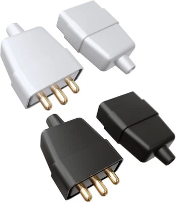 ANDEE CABLES 3 Pin 10 Amp In-line Mains Electric Cable Joiner 250v In Line Coupler Connector