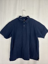 Tommy Bahama Mens Large Short Sleeve Polo Shirt Navy Blue Cotton Pullover