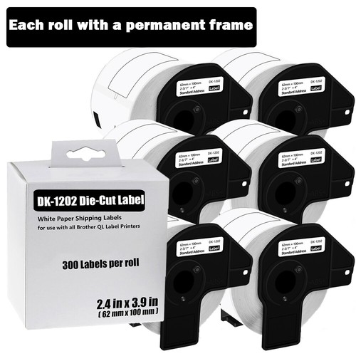 Buy 6 Roll DK1202 62mm 300 Address Labels For Brother QL-720NW QL-800 w6  Frame Online in Myanmar. 284798291535