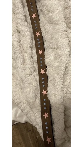 Ariat Ladies Belt Size 34 2007 Special Edition Buckle Brown With Pink Stars - Picture 7 of 12