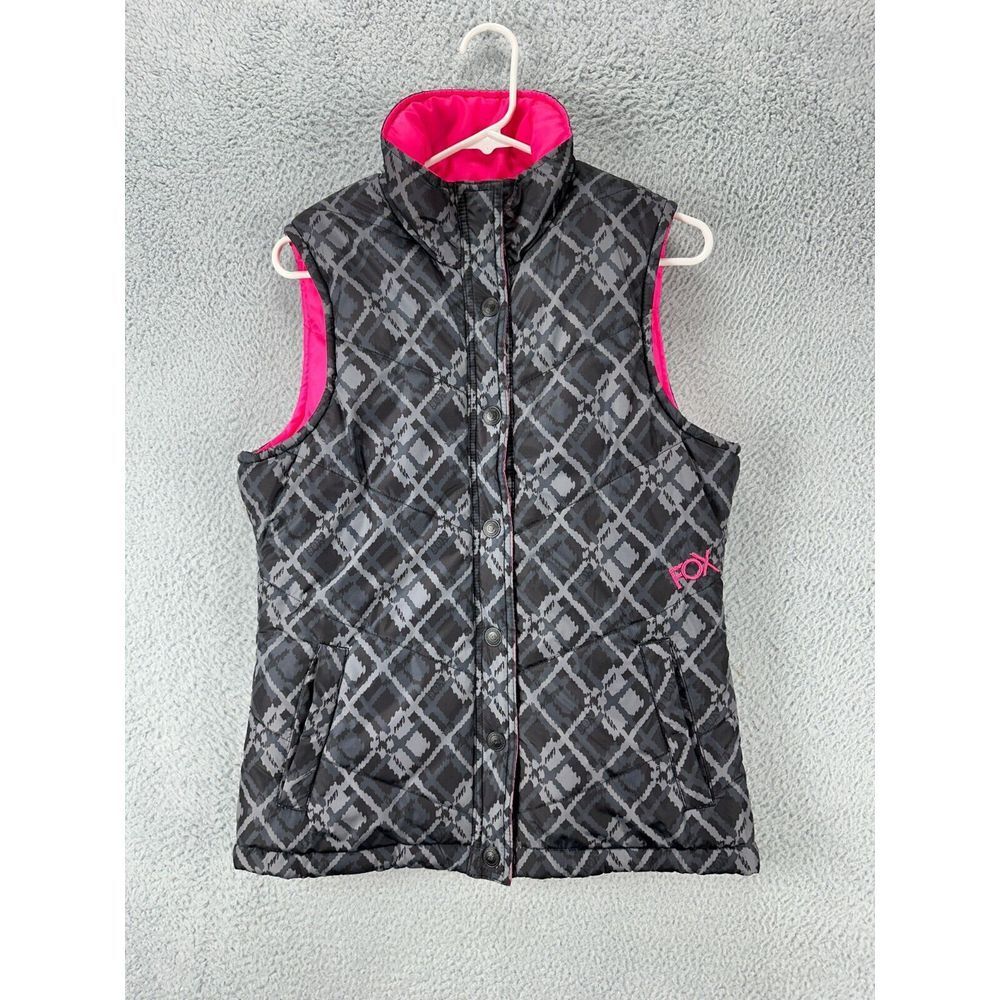 Fox Riders Co. Vest Womens Medium Pink Grey Argyle