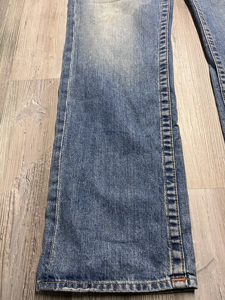 Pantalones de mezclilla True Religion para hombre talla 38 calce ajustado lavado a piedra solapa bolsillo desteñido usados Foto 4 de 4