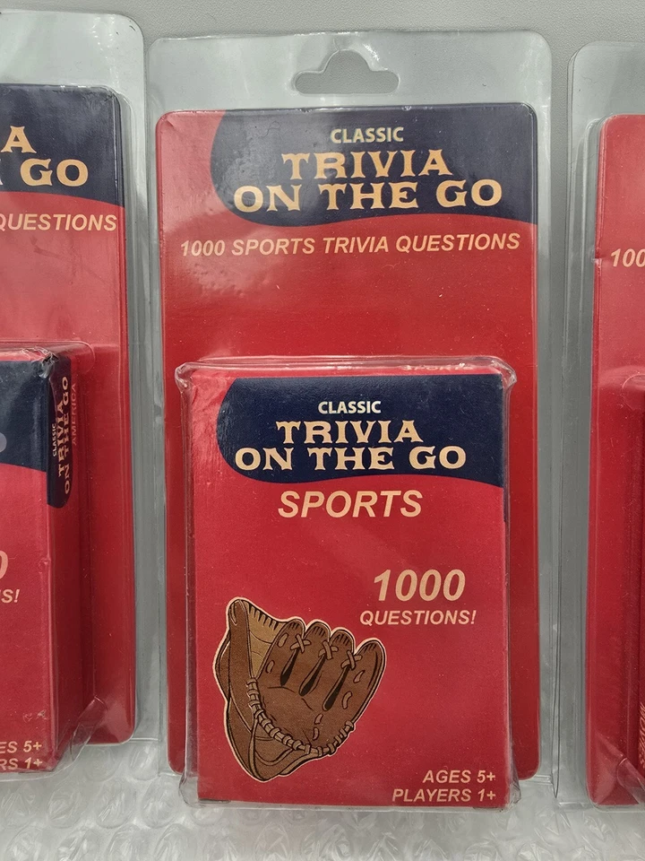 Conjunto de 4 pacotes de jogos de cartas Trivia On The Go America Sports Movies TV 2005 Fundex - Imagem 4 de 4