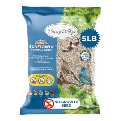 Happy Wings Sunflower Hearts & Chips Sunflower Kernels and Chips Bird Food 5LB