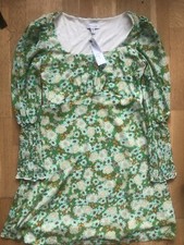 Top Shop Green Floral Dress 12 BNWT boho hippie ruched sleeve