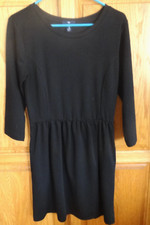 EUC GAP WOMANs PULLOVER BLACK, 3/4 SLEEVE DRESS -- SIZE MEDIUM M