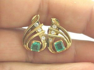 Colombian-Green-Emerald-amp-Diamond-Pear-Shape-Drop-Earrings-2-10Ct-18kt-YG-18-5mm
