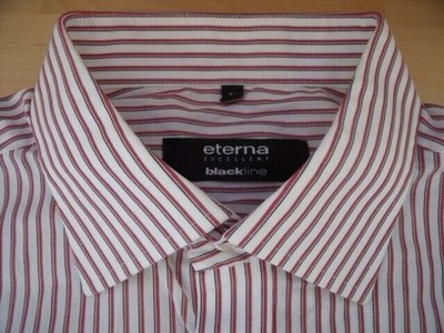 ETERNA BLACKLINE EXCELLENT Hemd 42 weiß Bordeaux Schwarz Gestreift Gut #EH506