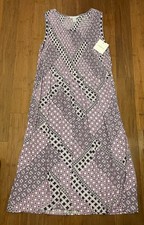 Croft Barrow NWT Purple Petite L Smocked Midi Dress Sleeveless Scoopneck NWT