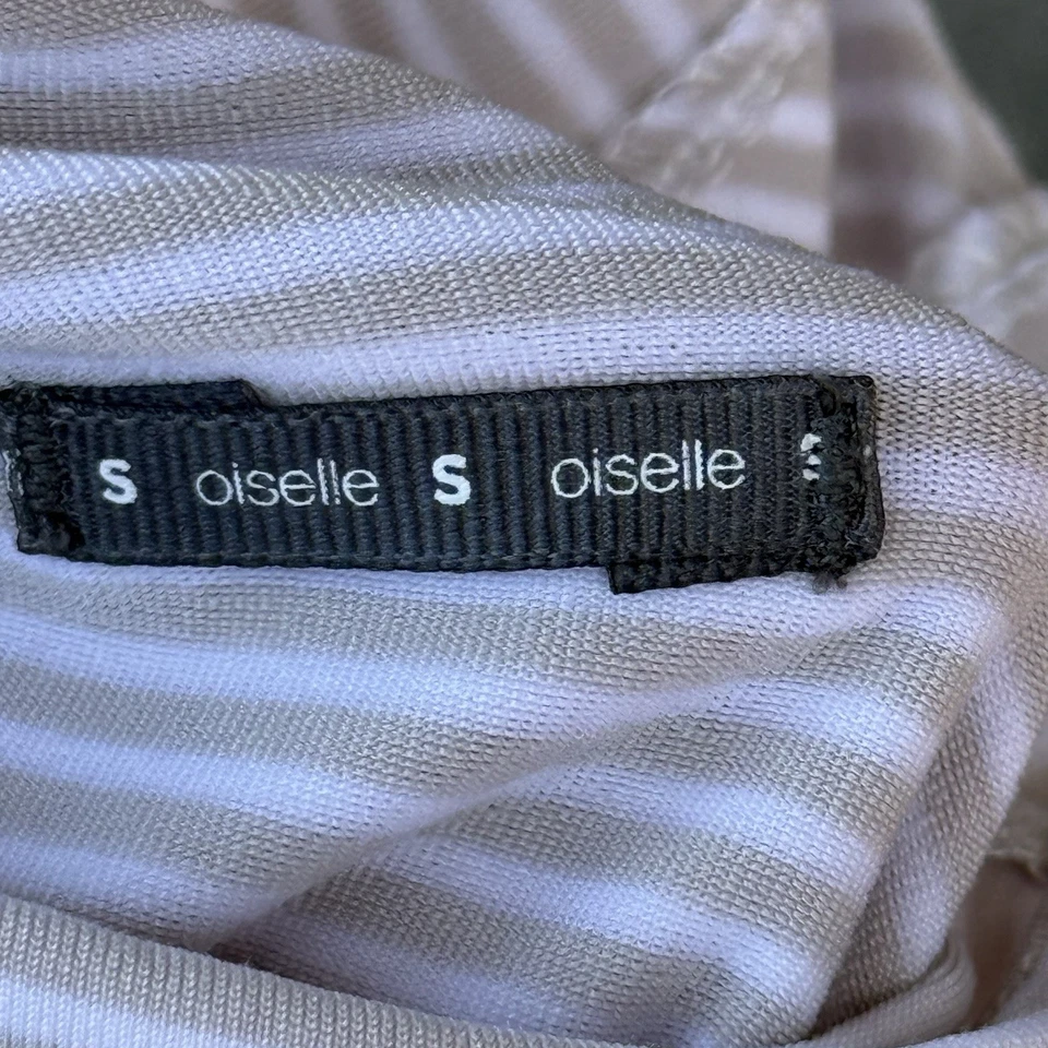 Oiselle Womens Tan White  Striped Turtleneck Long sleeve Activewear Top Small - Image 2 of 4