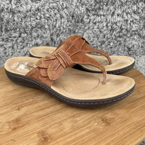 Clarks Collection Sandali con Perizoma Annodati Laurieann Rae Taupe Metallizzati Donna 7