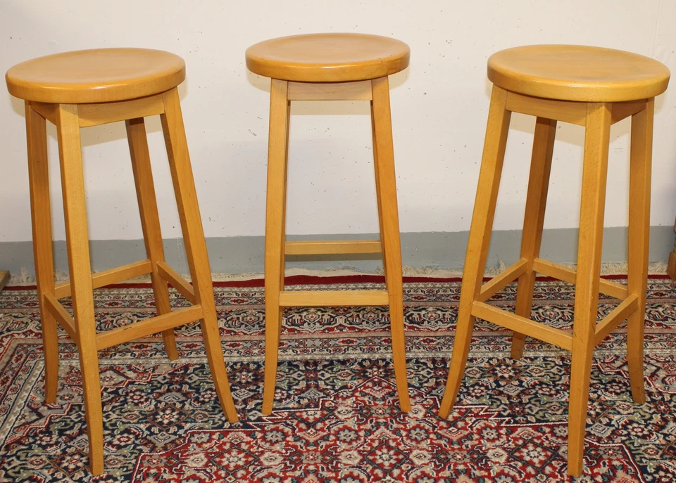 3 x Barhocker, Buche massiv