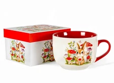 STPGOODS Rabbit in Amanita Porcelain Mug in a Gift Box Jumbo Coffee Mug 22 fl oz