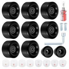 8pcs Roller Skate Wheels Quad with ABEC-9 Bearing 82A PU 2 Toe Stoppers Black