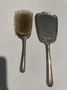Webster Sterling Silver (.925) Vanity Hand Mirror & Brush Set 