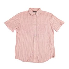 Banana Republic Mens Slim Fit Pink Striped Short Sleeve Button Down Shirt Medium