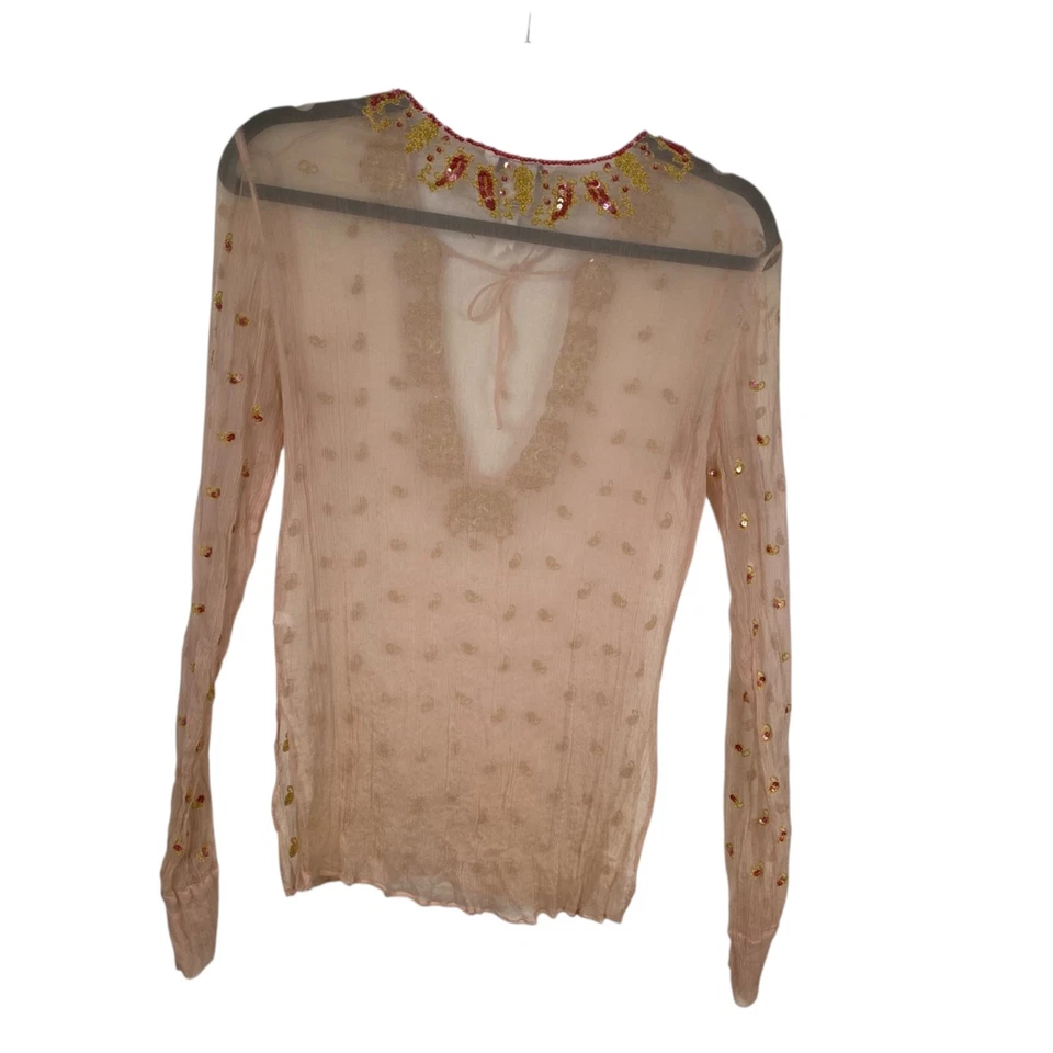 Abercrombie Fitch Silk Sheer Embellished Coquette Fairy Whimsigoth Pink Size M - Image 2 of 4