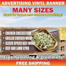 CHICKEN CHEESESTEAK Advertising Banner Vinyl Mesh Sign GRILLED CHICKEN WRAP BEEF