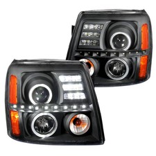 Black Fits 2002-2006 Cadillac Escalade Led Halo Projector Headlights Lamps Lr