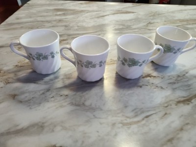 Vintage CorningWare Corelle Callaway Ivy Scalloped Coffee Tea Cups Set Of 4