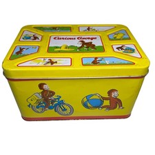 1998 Curious George Toy Large Tin Box Yellow ...