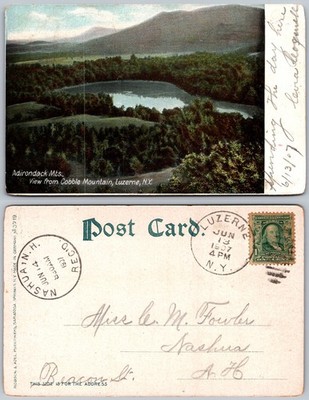 Adirondack Mountains Gobble Mountain Luzerne NY Lake Postcard