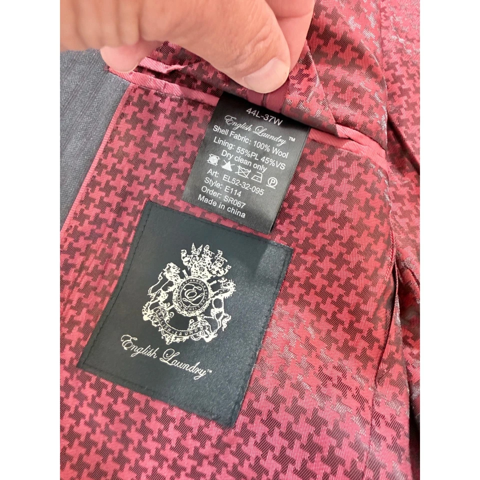 Terno masculino English Laundry cinza listrado lã duas peças - 44L 37W - Imagem 4 de 4