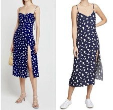 Reformation Crimini Dress Moray Print Blue Crimini Midi Slip Dress Size 6