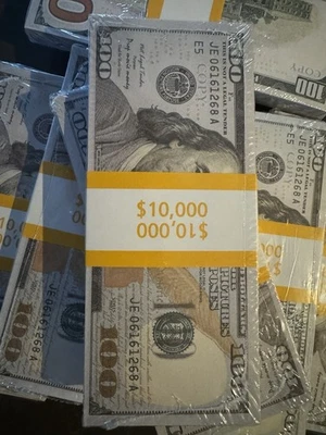 100 Single $10,000 Movie Prop Magic Fake Bills Replica Money Franklin 100's