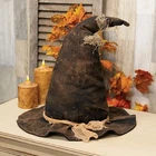 NEW Primitive WITCH HAT STUFFED Halloween Cloth Fall SITTER 19"Tx16"Wx14"D AGED