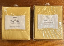 Lot of 2 - King Satin Pillowcases 2-Pack Gold 20x40 100 Woven Polyester