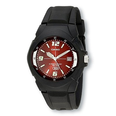 CASIO MW600F-4AV Enticer Analog Watch, Red Dial