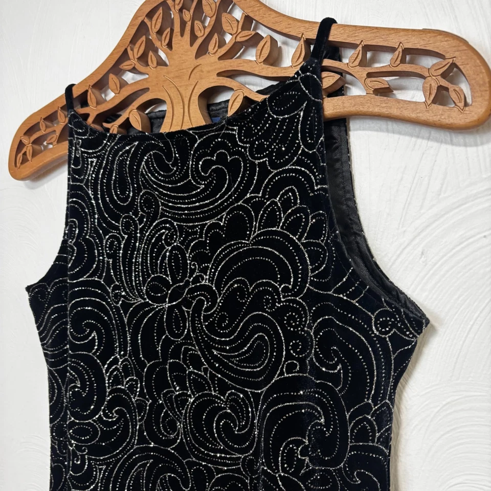 Vestido Vintage Limited Too Midi Negro Brillante Años 90 Baile Sin Mangas Cuello Alto 12 Foto 2 de 4