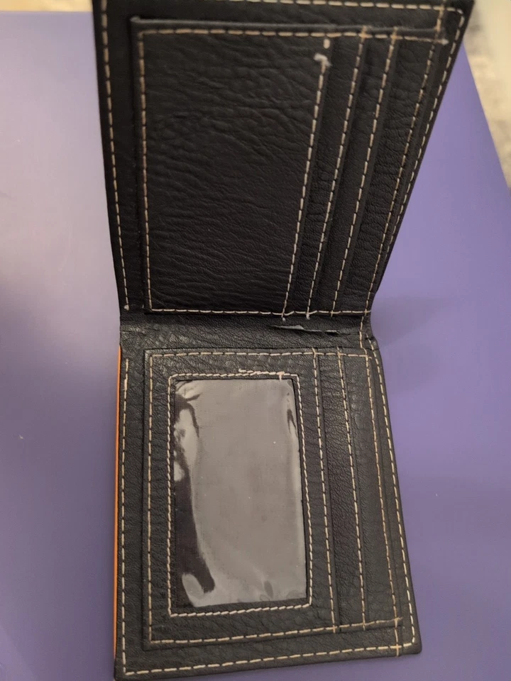 Cartera Bi Plegable Anime SASUKE & NARUTO 4x4.5" Naranja Amarillo Plisado Usada  Foto 3 de 4