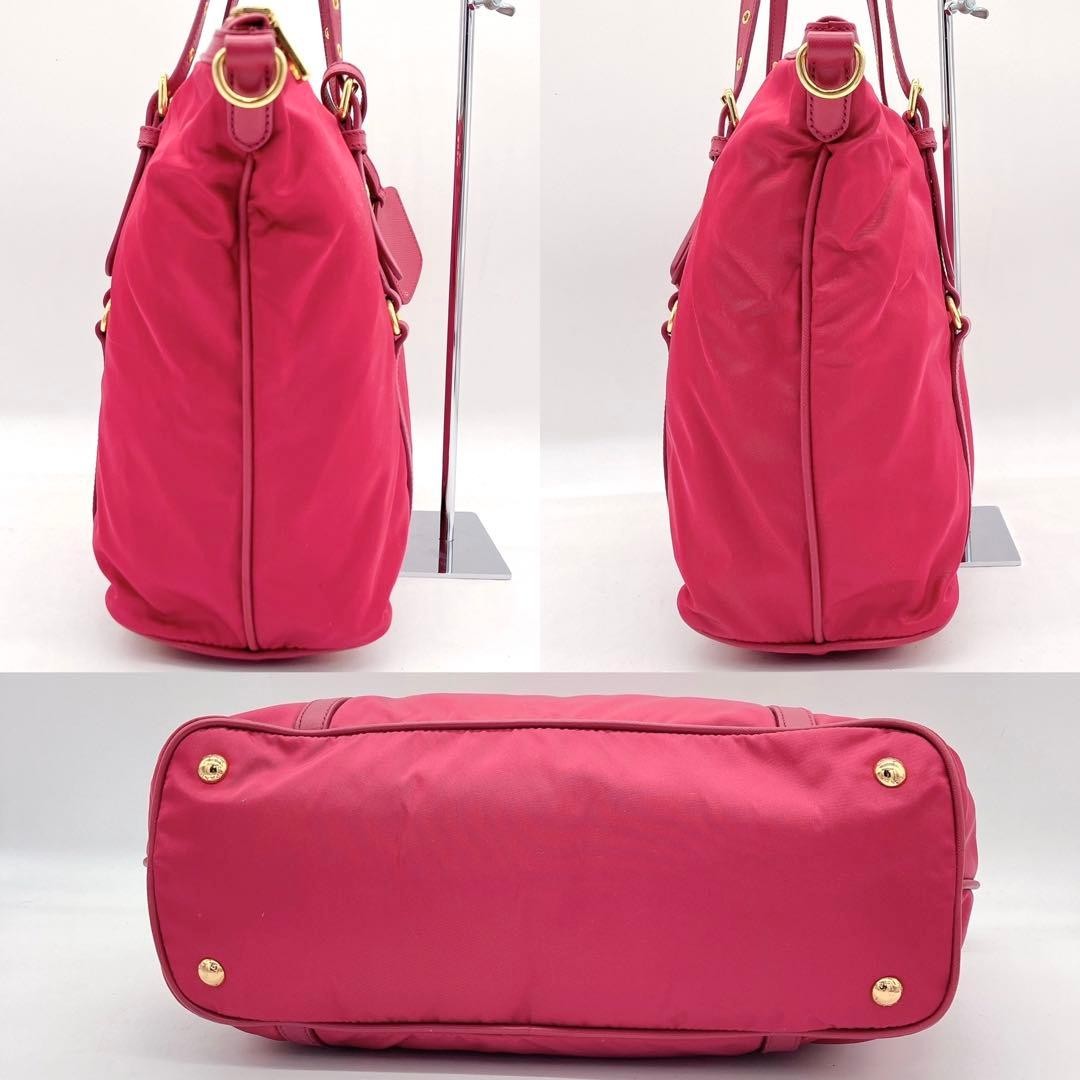 PRADA Tote Bag Logo Hardware Gold Hardware Nylon Pink A4 thumbnail 4