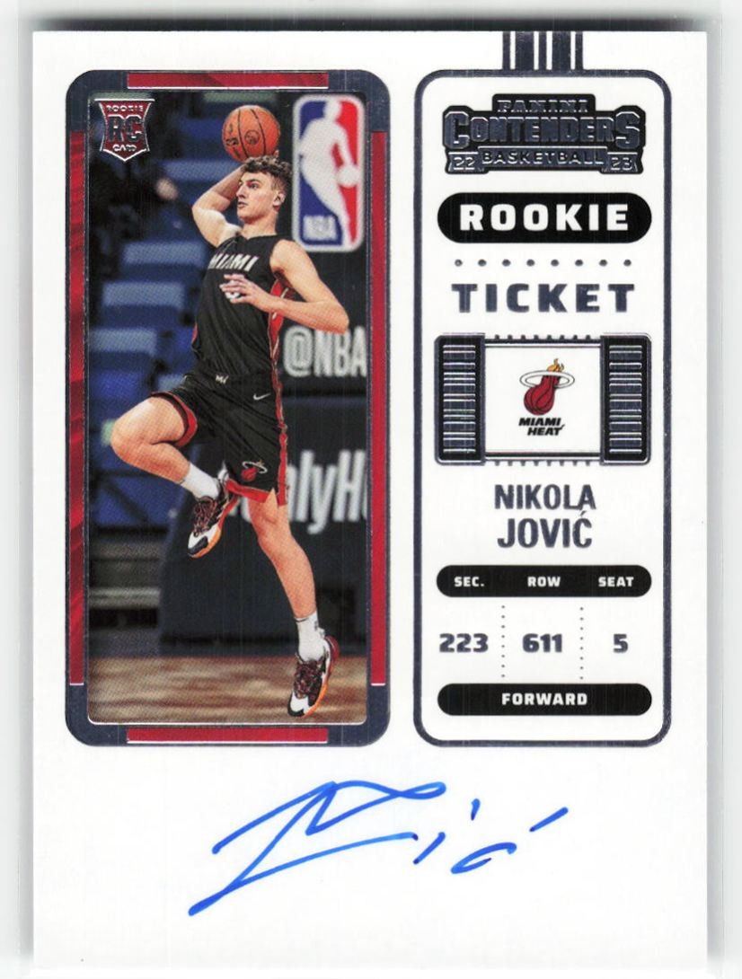 2022-23 Panini Contenders Rookie Ticket Auto Nikola Jovic RC Auto #135 Miami