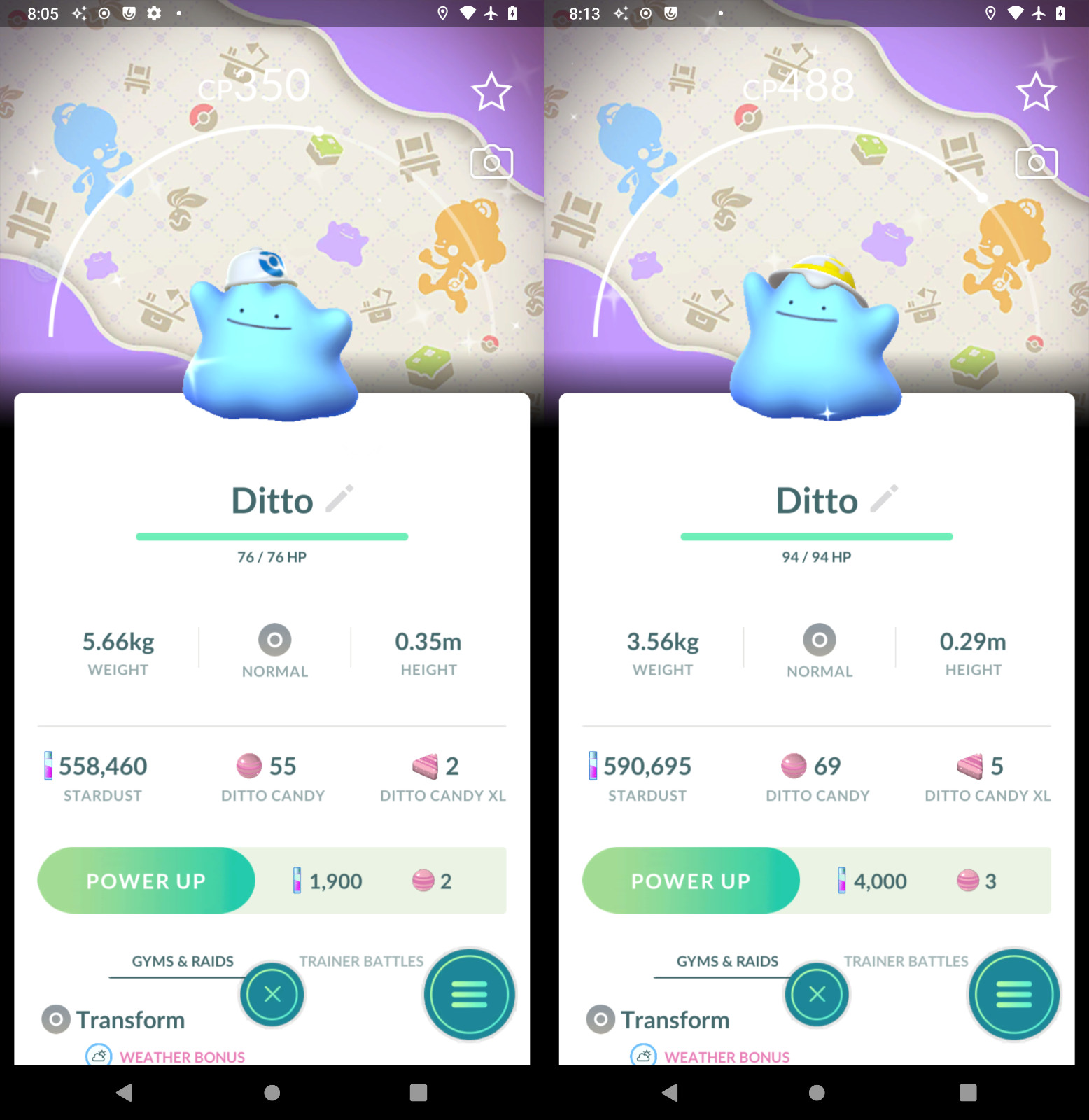 Shiny Ditto wearing a hat / cap with Special Back-Ground - TR-DE 20k star-dust