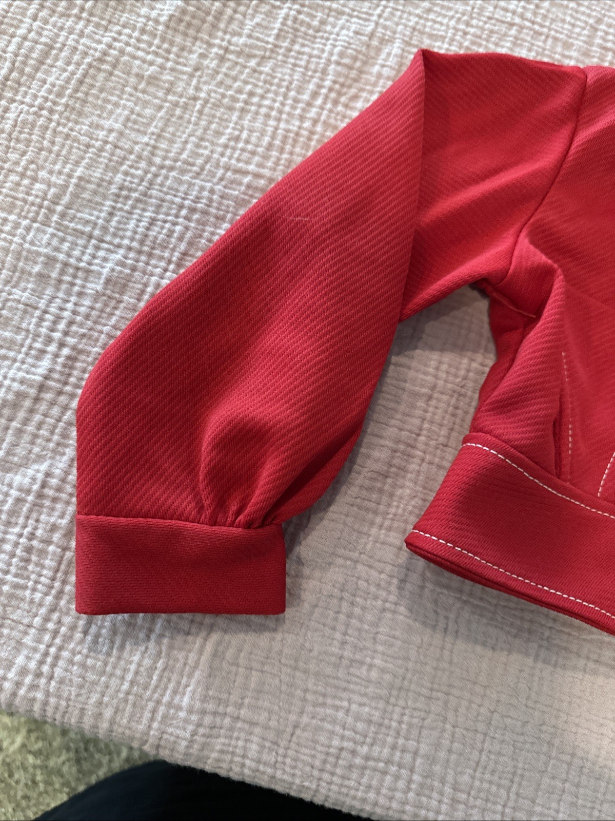 Vintage 1970s Kids Size 7-8 Crop Jacket Red 