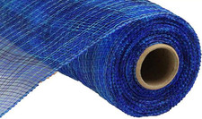 Multi Stripe Deco Poly Mesh Ribbon - 10 Inch X 30 Feet Navy, Royal, Turquoise 