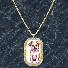 Stunning Cute Dog Puppy Pendant Necklace Photo Design Trendy Gold Tone Epic