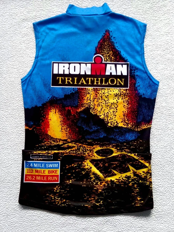 RARE VTG 90s Ironman Triathlon Kona Hawaii USA Made Cycling Jersey Vest — M/L - Image 3 of 4