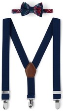 Gymboree Boys Size 6-8 Plaid Bow Tie And Suspenders Set A Royal Christmas New