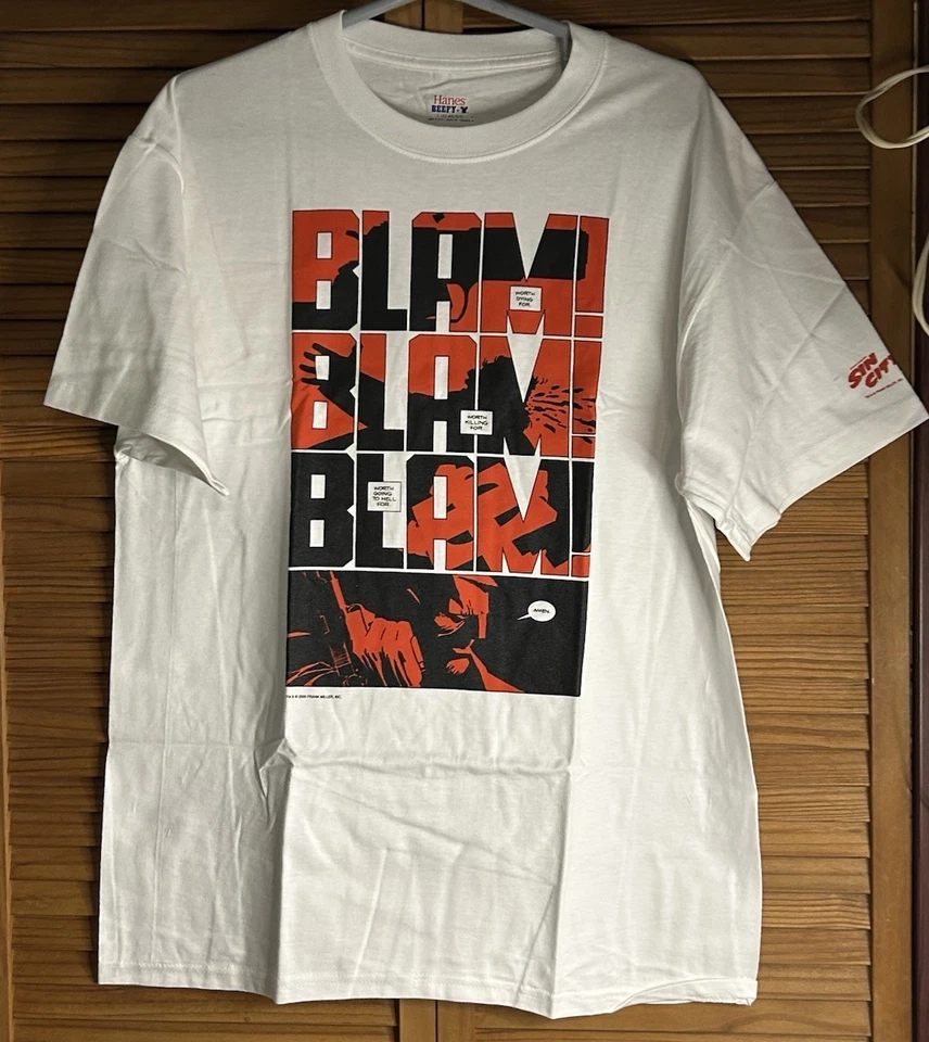 2005 Frank Miller Adult Large Blam Blam Blam Sin City Comic T-Shirt White Tee - Image 4 of 4