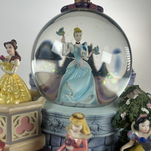 Cinderella Disney Princesses Musical Snow Globe Ariel Snow White Belle Rare Work - Picture 2 of 8