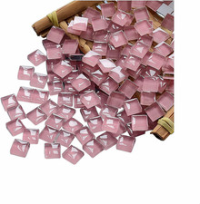 100 Pieces Mosaic Tiles Squares Bulk Pink Crystal Mosaic Stained Glass for Craft