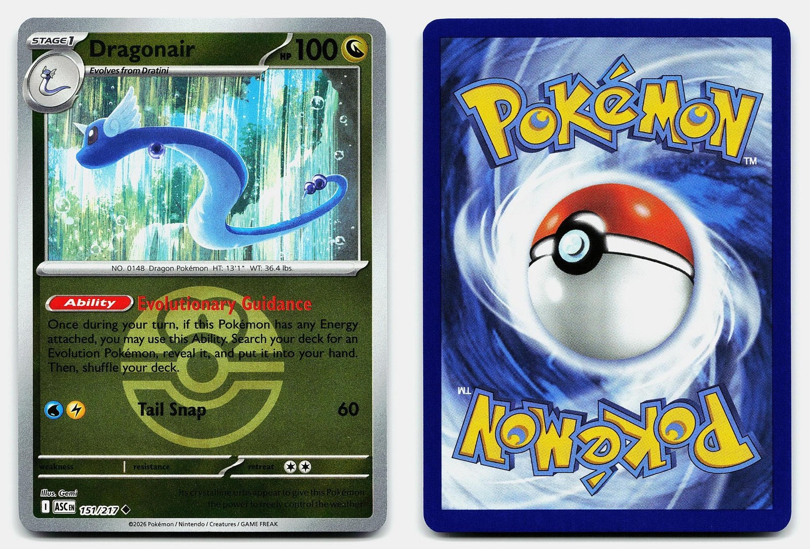 Dragonair (Love Ball) ME: Ascended Heroes 151/217 Reverse Holo Pokemon NM